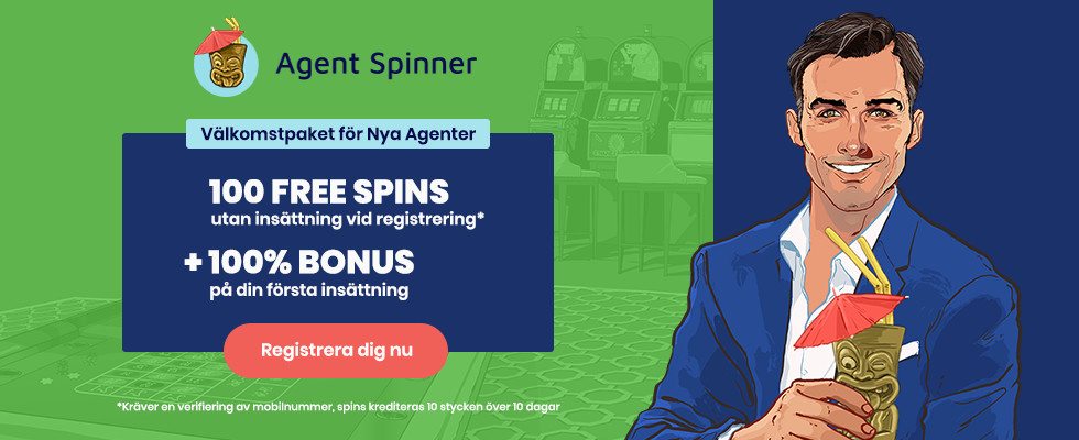 Få 100 free spins utan insättning vid registrering hos Agent Spinner!